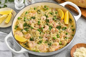 Česnakinio sviesto krevečių Orzo receptas